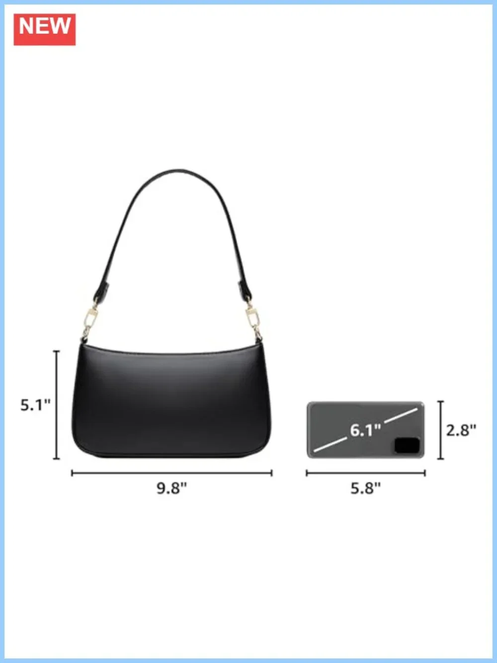 Vegan Leather Hobo Shoulder Bag Crossbody Purse with Gold Hardware